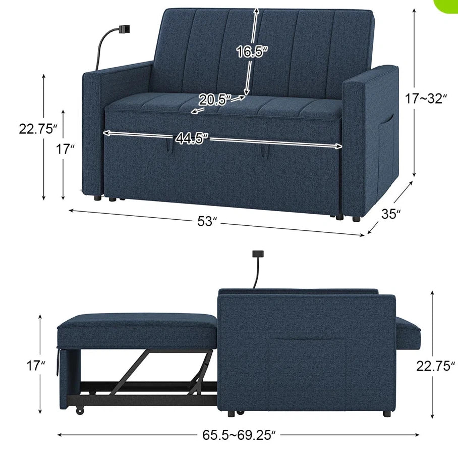 London Blue Sofa Cum Bed