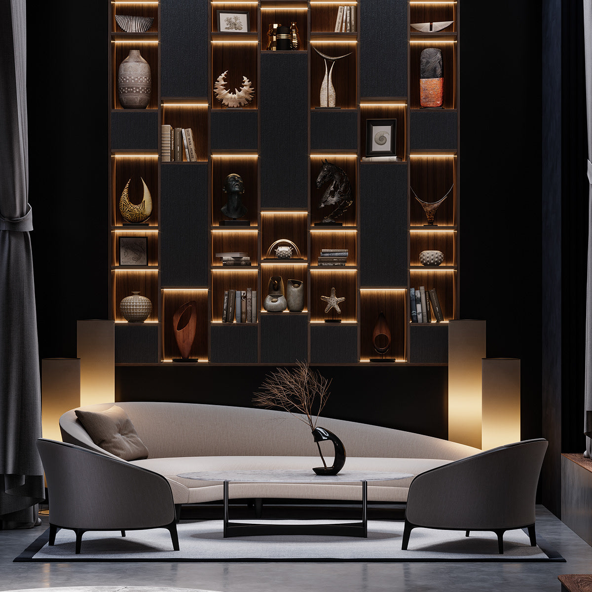 Okinawa Elegance Curved Sofa With 2 Chair