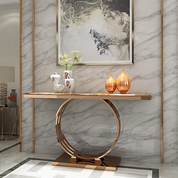 Golden Finish Console Table