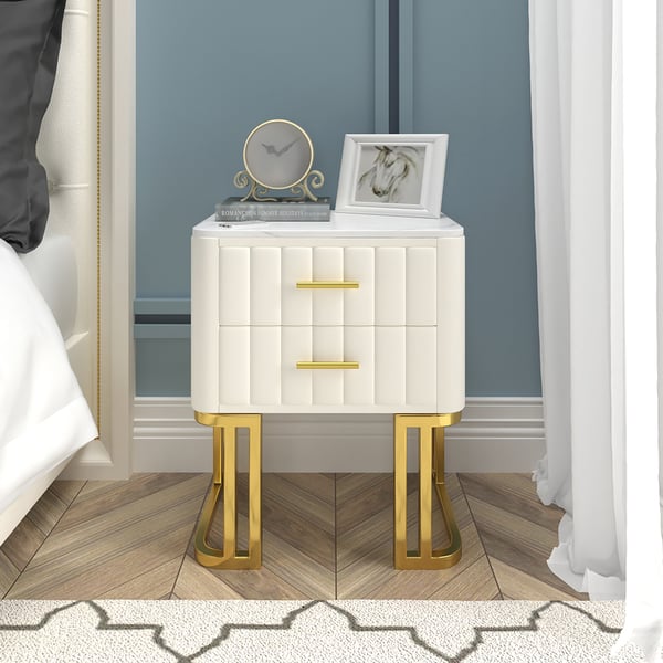 Texo Glamorous Bed side Table with Golden Leg