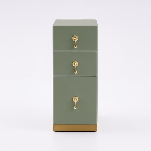 Rich light green bed side table with three drawer