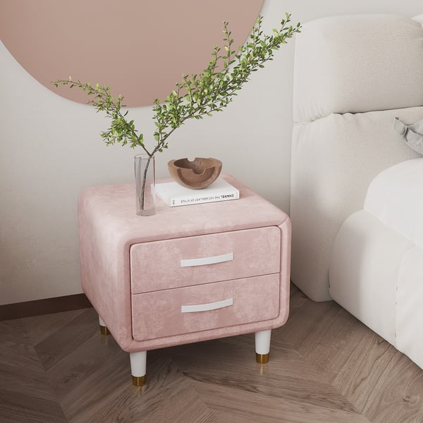 Pinkish bed side table with drawer