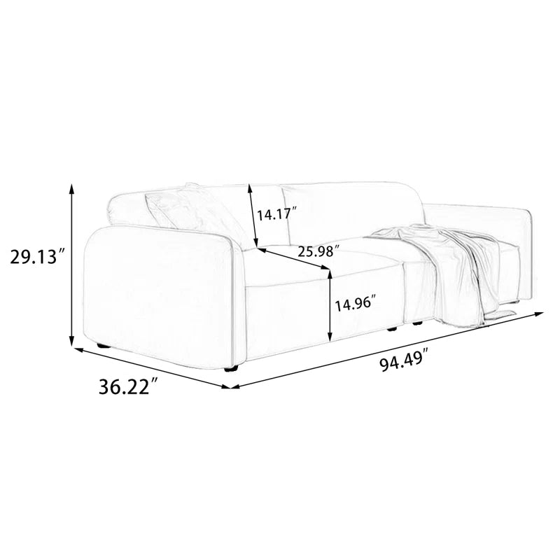 Fluffy Modern Luxury Sofa In Velvet