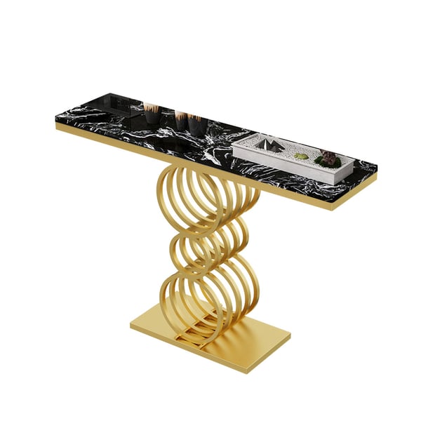 Rolex Black And Golden Consol Table