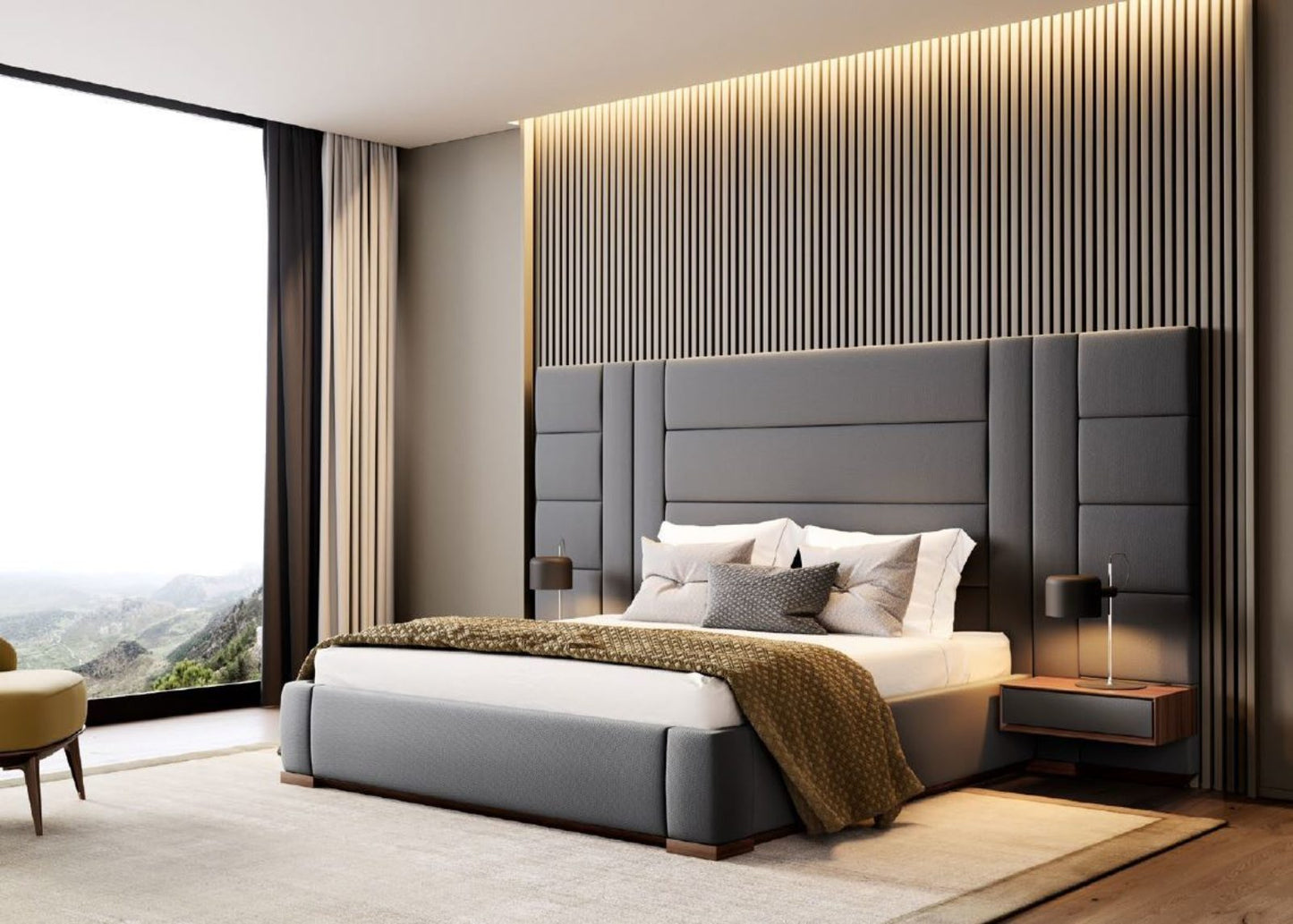 Belgium Large Headboard Bed
