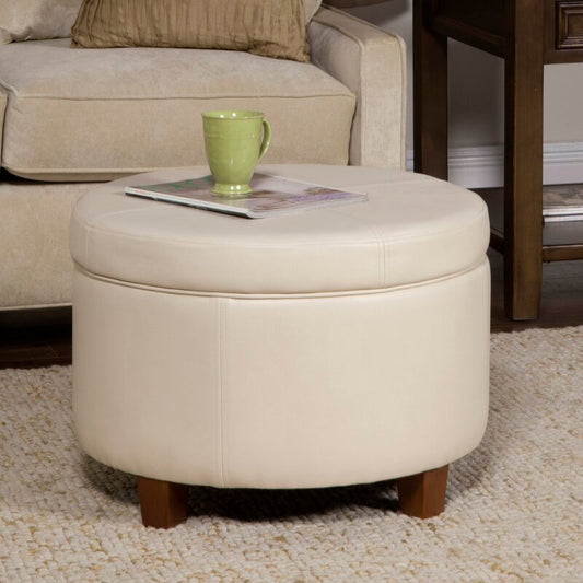 Lavish Ottoman With Storage And Wooden Leg