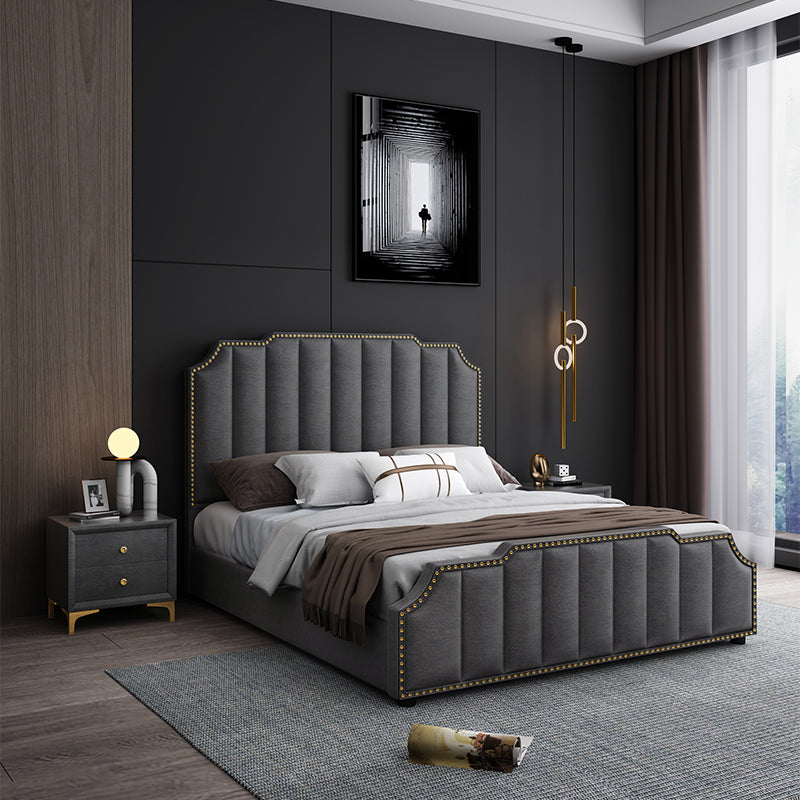 Vertical Tufting Upholstered Bed in Velvet