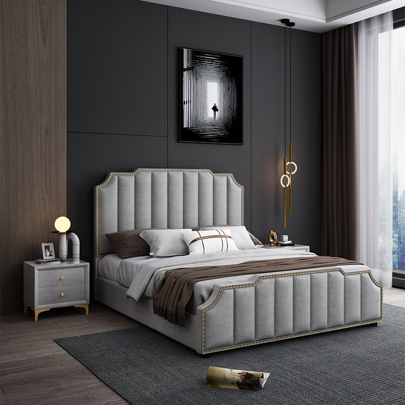 Vertical Tufting Upholstered Bed in Velvet