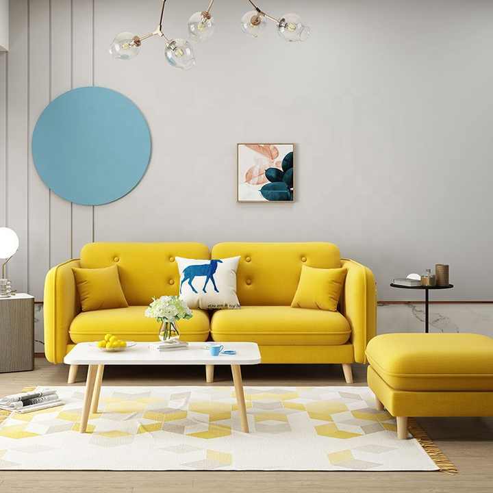 Nordic Soft Yellow Sofa Set