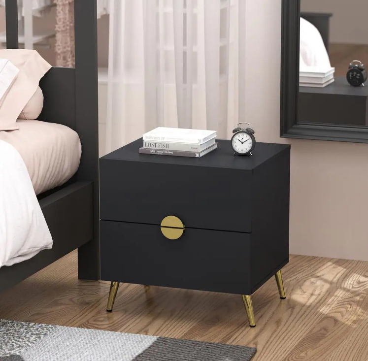 Modern Bedroom 2 Drawer Bedside Table Indian Nest