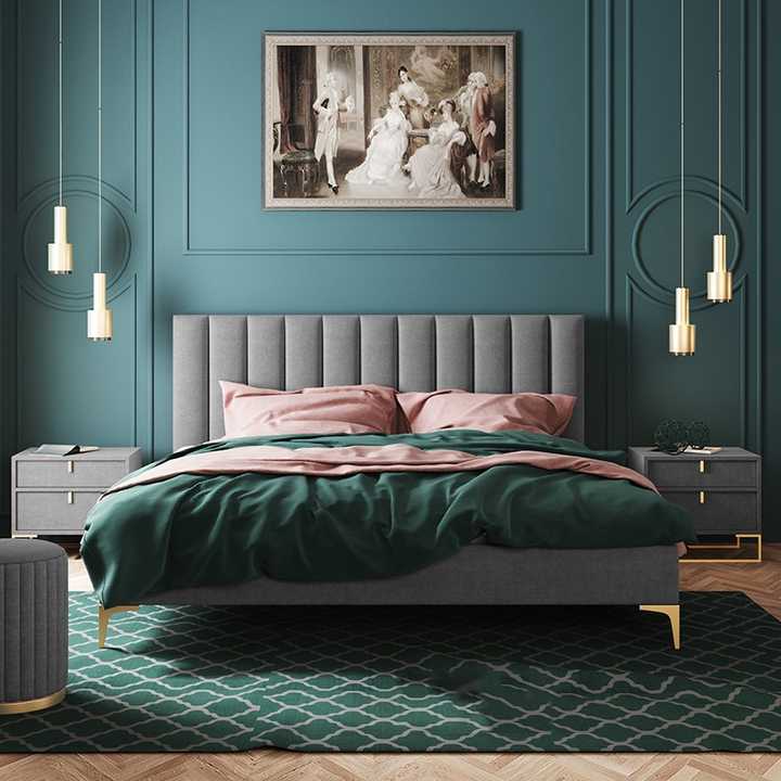 Texo Upholstered Bed in Rich Suede