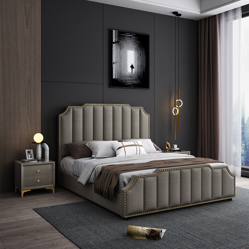 Vertical Tufting Upholstered Bed in Velvet