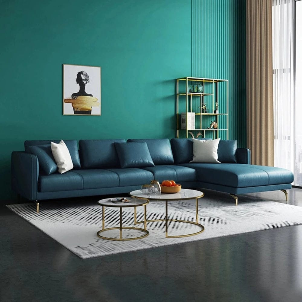 L- shaped leatherette sofa for living room