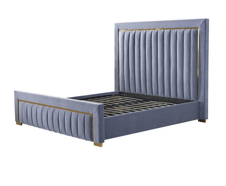 Sky Purple Vertical Tufting Upholstered Bed
