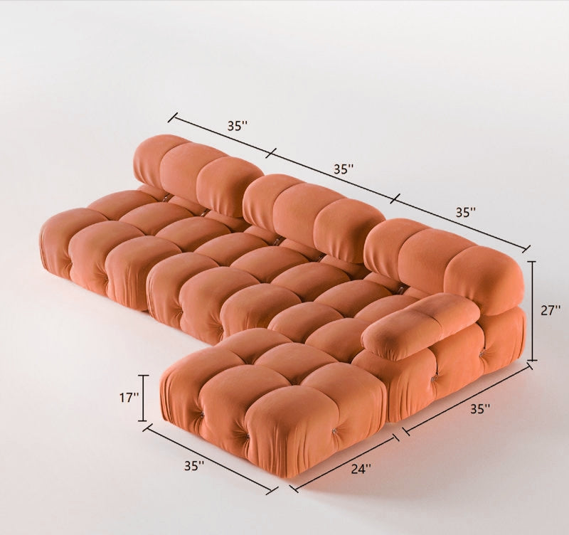 Impressive Suede L-Shaped Sectional Sofa Set