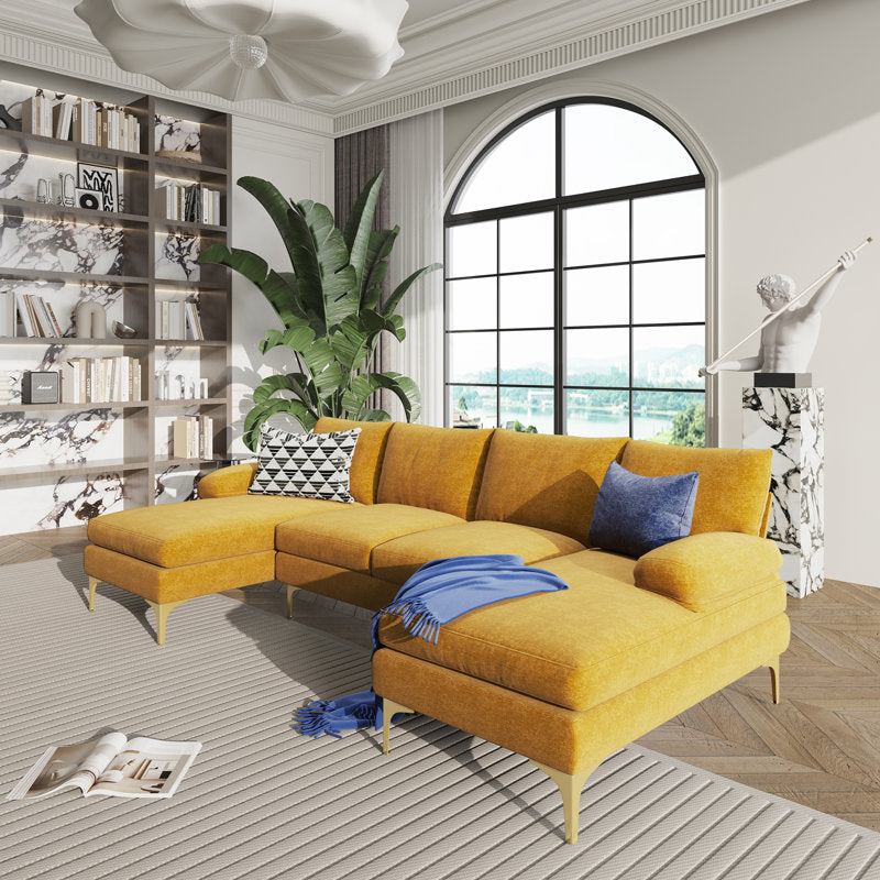 Soft Yellow Sectional Sofa Set