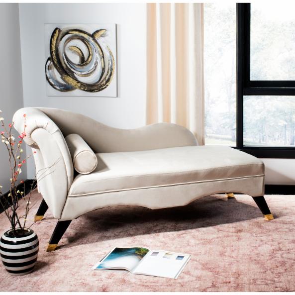Haki Velvet Chaise With Pillow Antique Chair