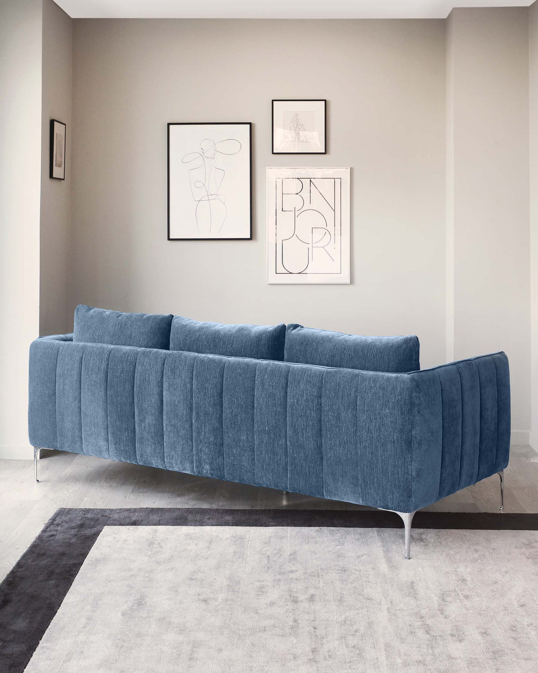 Glamorous Blue Sofa In Rich Suede