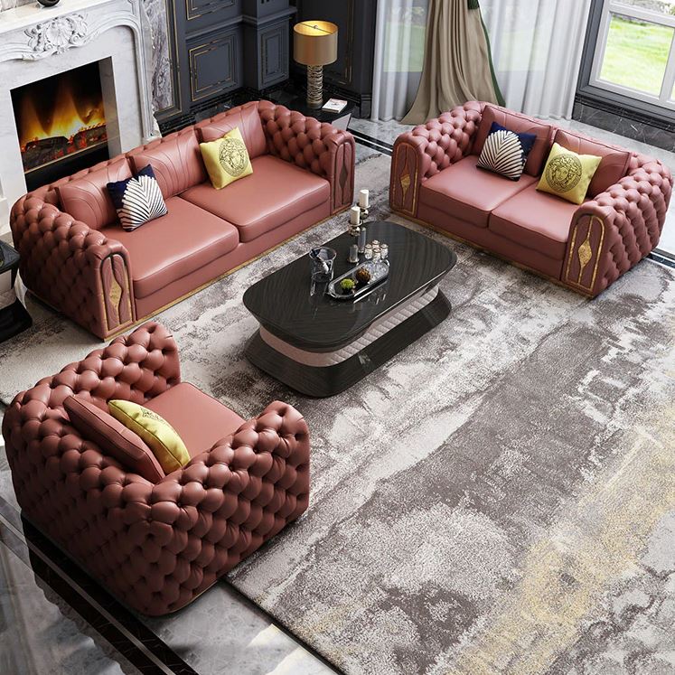 Glam Coffee Colour Sofa In Leatherette