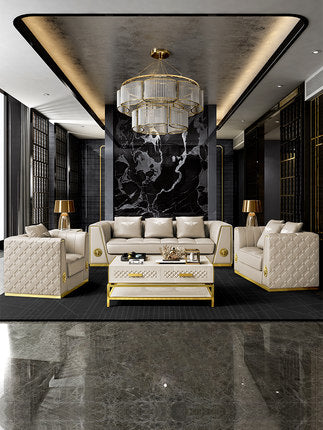 Tixo Beige Family Sofa Set In Leatherette