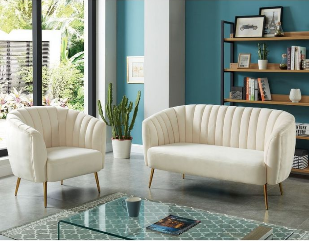 Aahed White Stripping Sofa