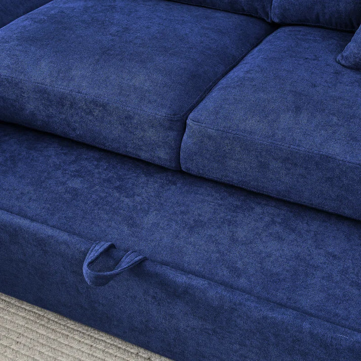 Upholstered Sectional L Shape Sofa Cum Bed with Storage
