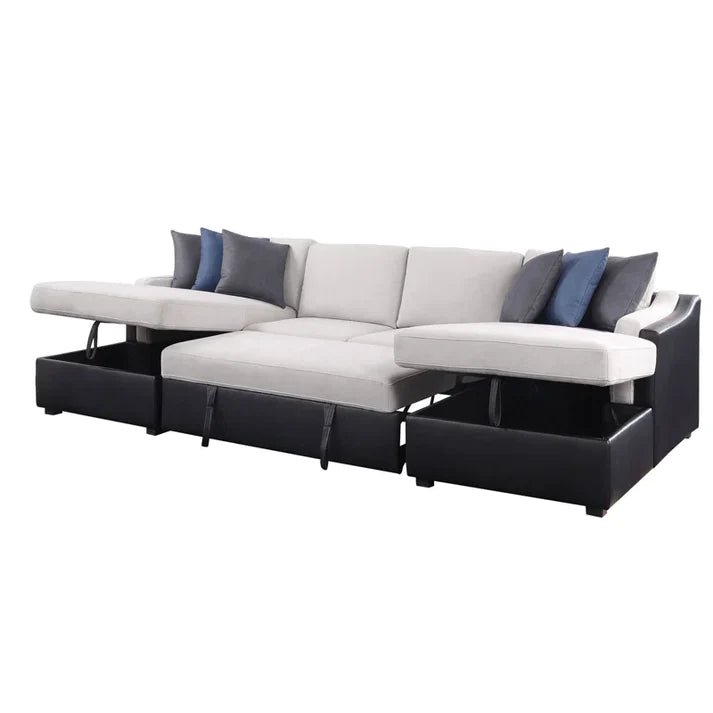 Leather Sectional L-Shaped Sofa Bed