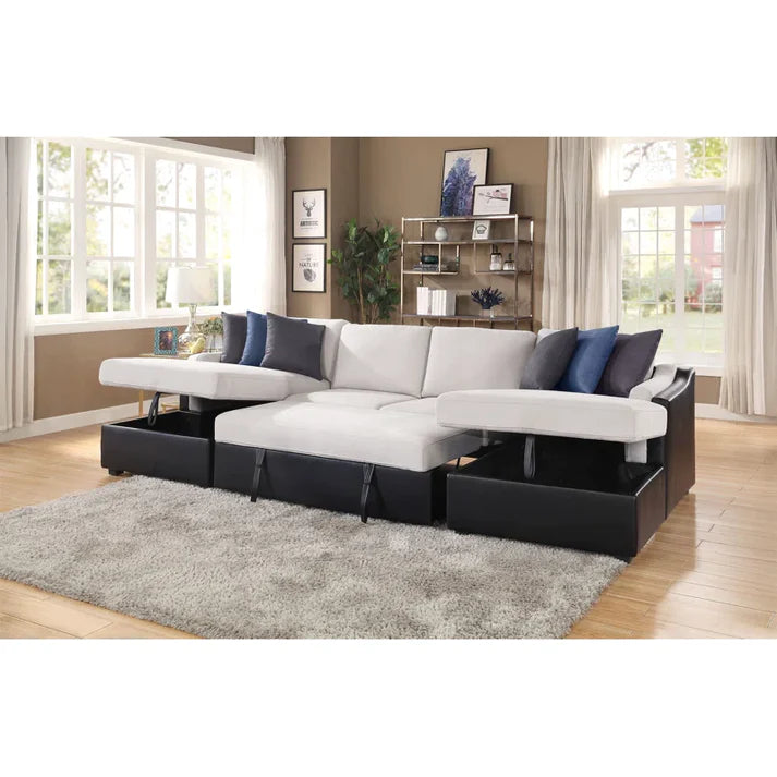 Leather Sectional L-Shaped Sofa Bed