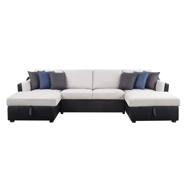 Leather Sectional L-Shaped Sofa Bed