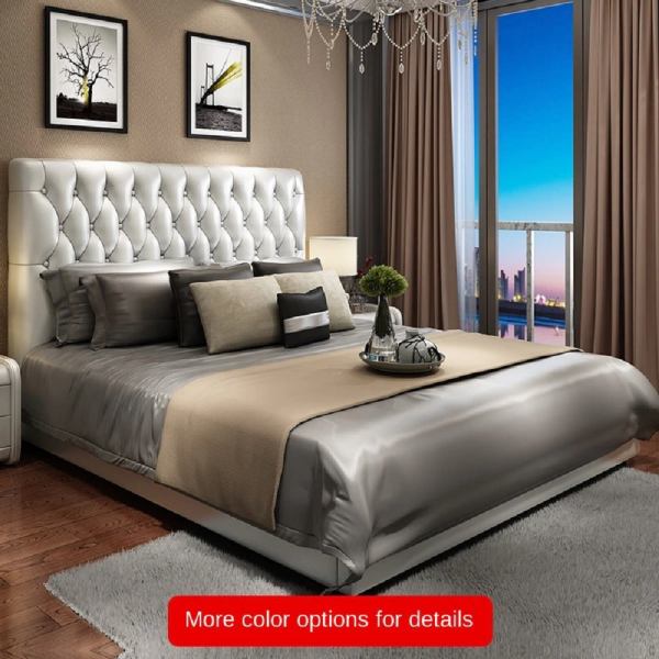 European Nordic Style Leatherette Bed