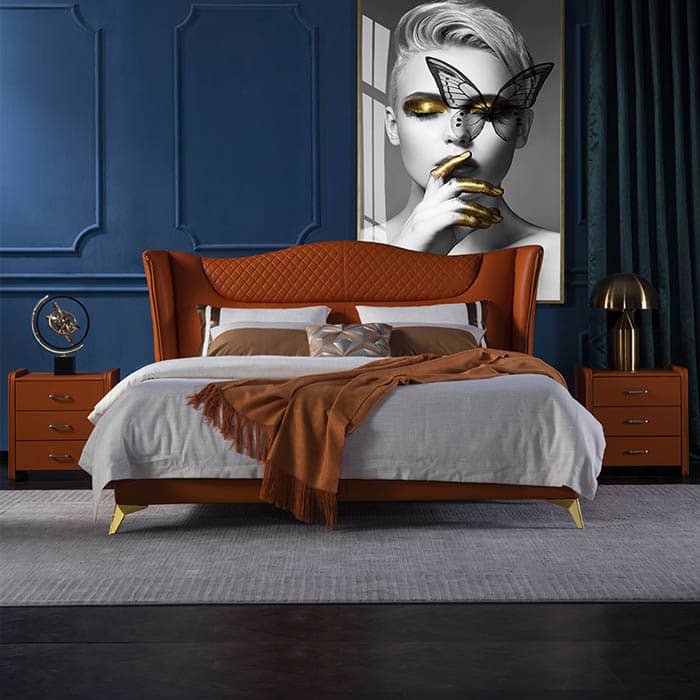 Helen Tufting Orange Bed without Storage