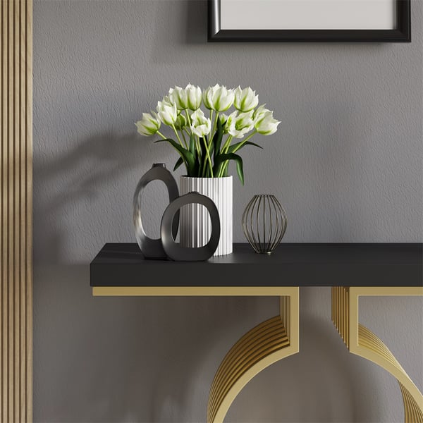 Roman Black Consol Table
