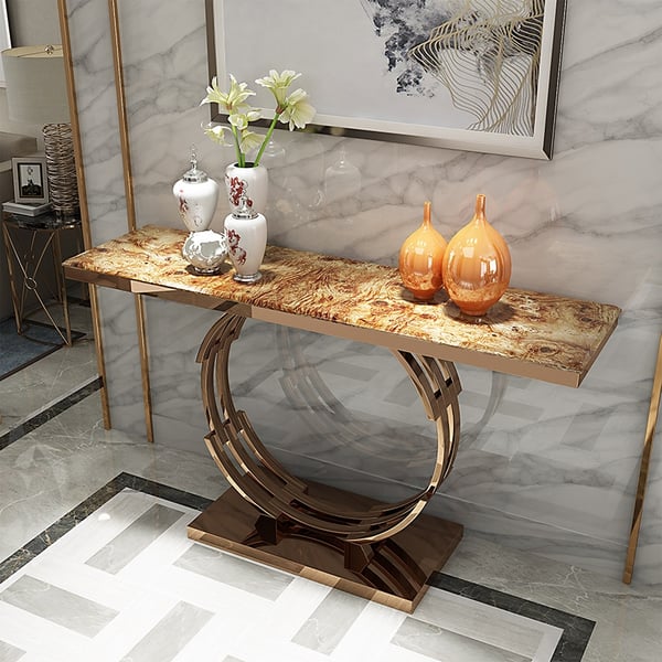 Golden Finish Console Table