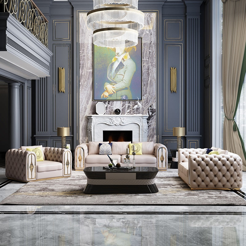 Glam Coffee Colour Sofa In Leatherette