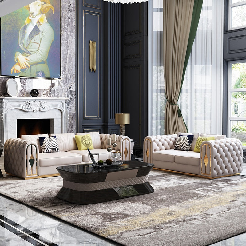 Glam Coffee Colour Sofa In Leatherette