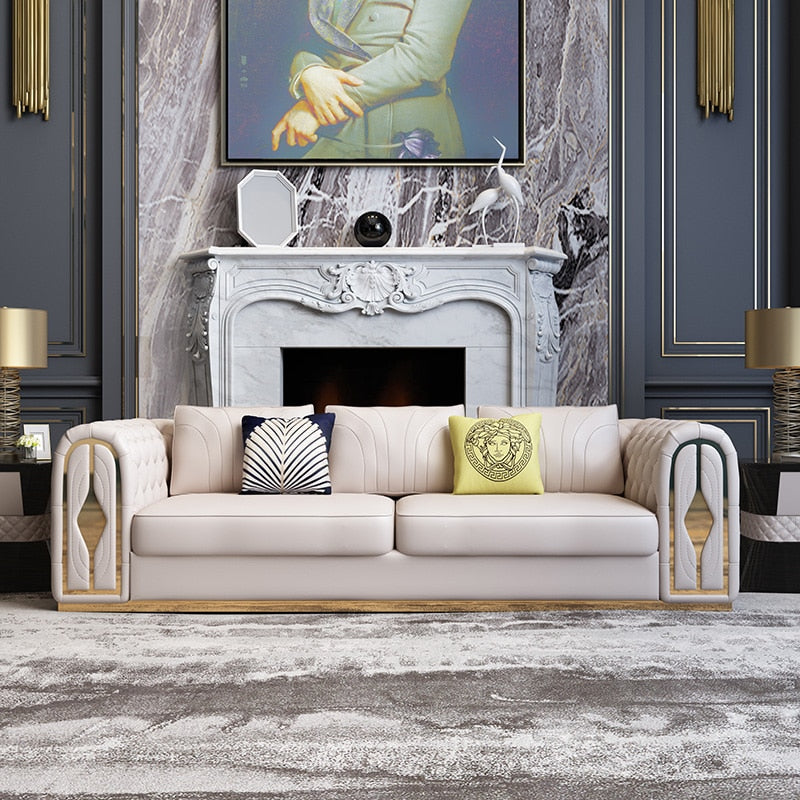 Glam Coffee Colour Sofa In Leatherette