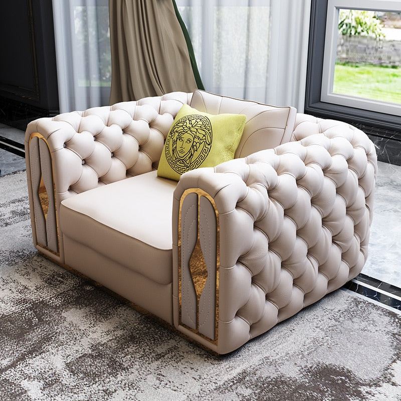 Glam Coffee Colour Sofa In Leatherette
