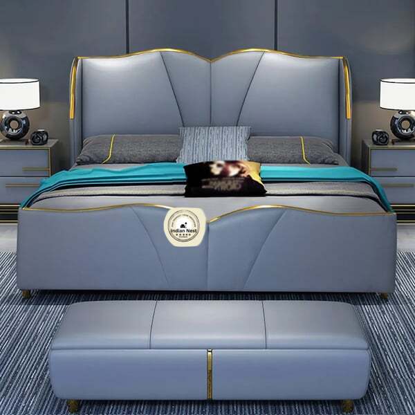 Leatherette Bed With Tufted Upholstered Headboard