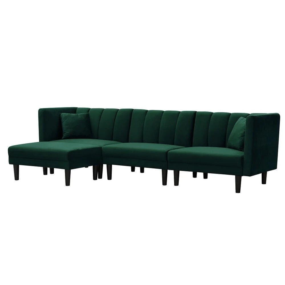Green lush L shape sofa