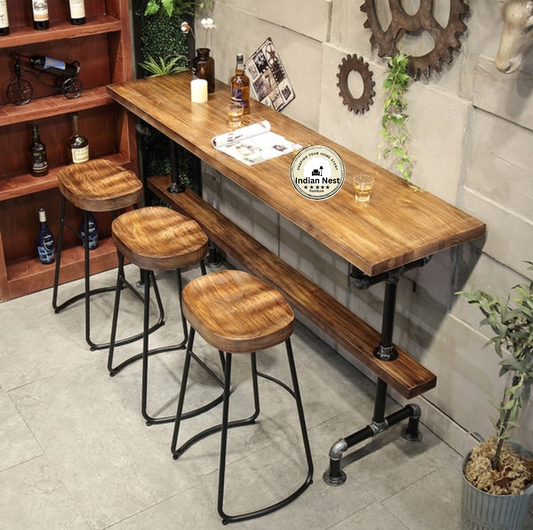 Krystal Wooden Bar Counter & Stool