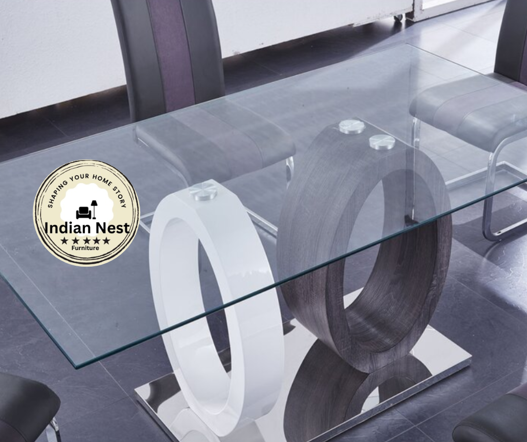 Aahed Glass Wooden Frame Dining Table