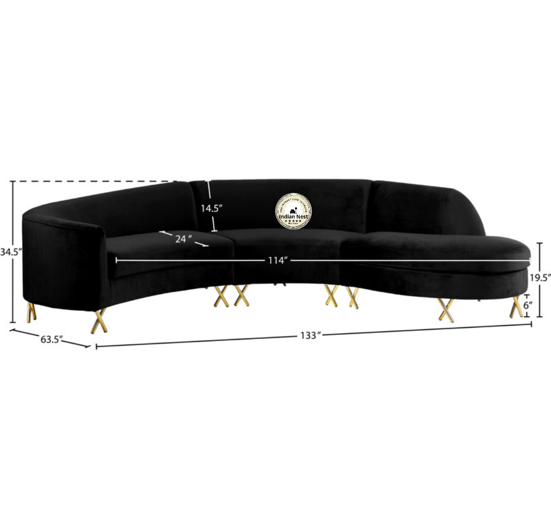 Nordic Black Curved Luxury Sofa