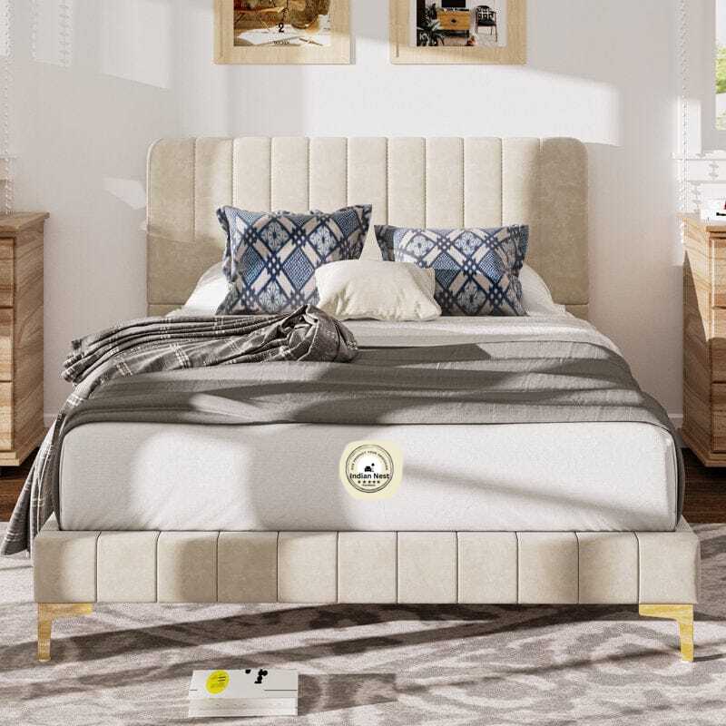 Maestas Beige Bed In Suede
