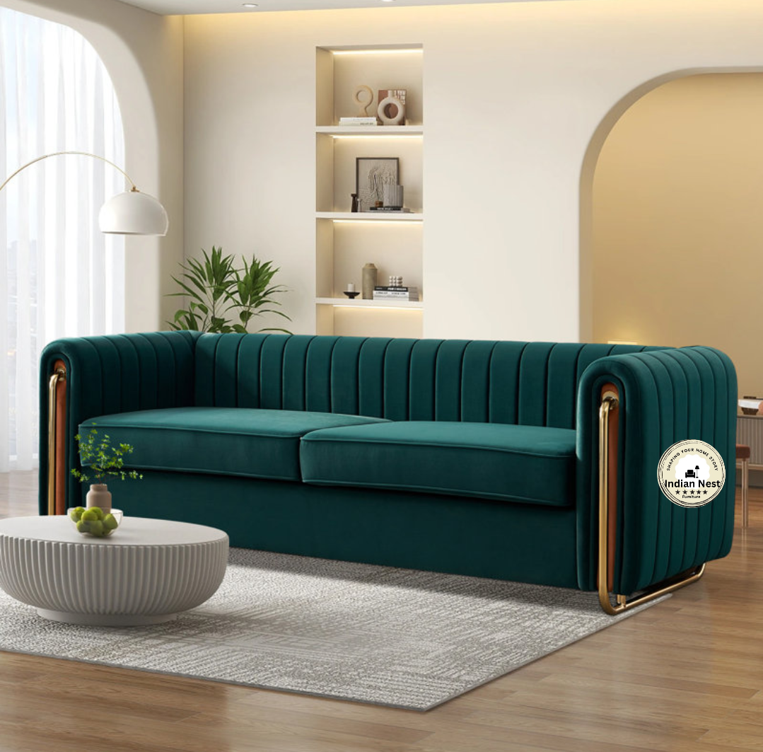 Ocean green vertical tufting sofa
