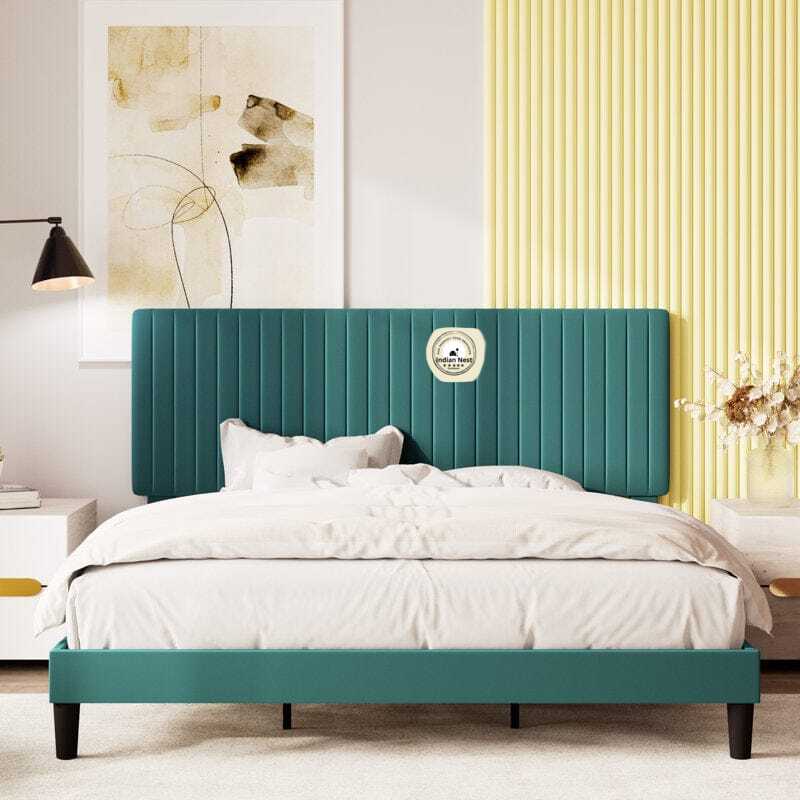 Teal Green Vertical Tufting Bed