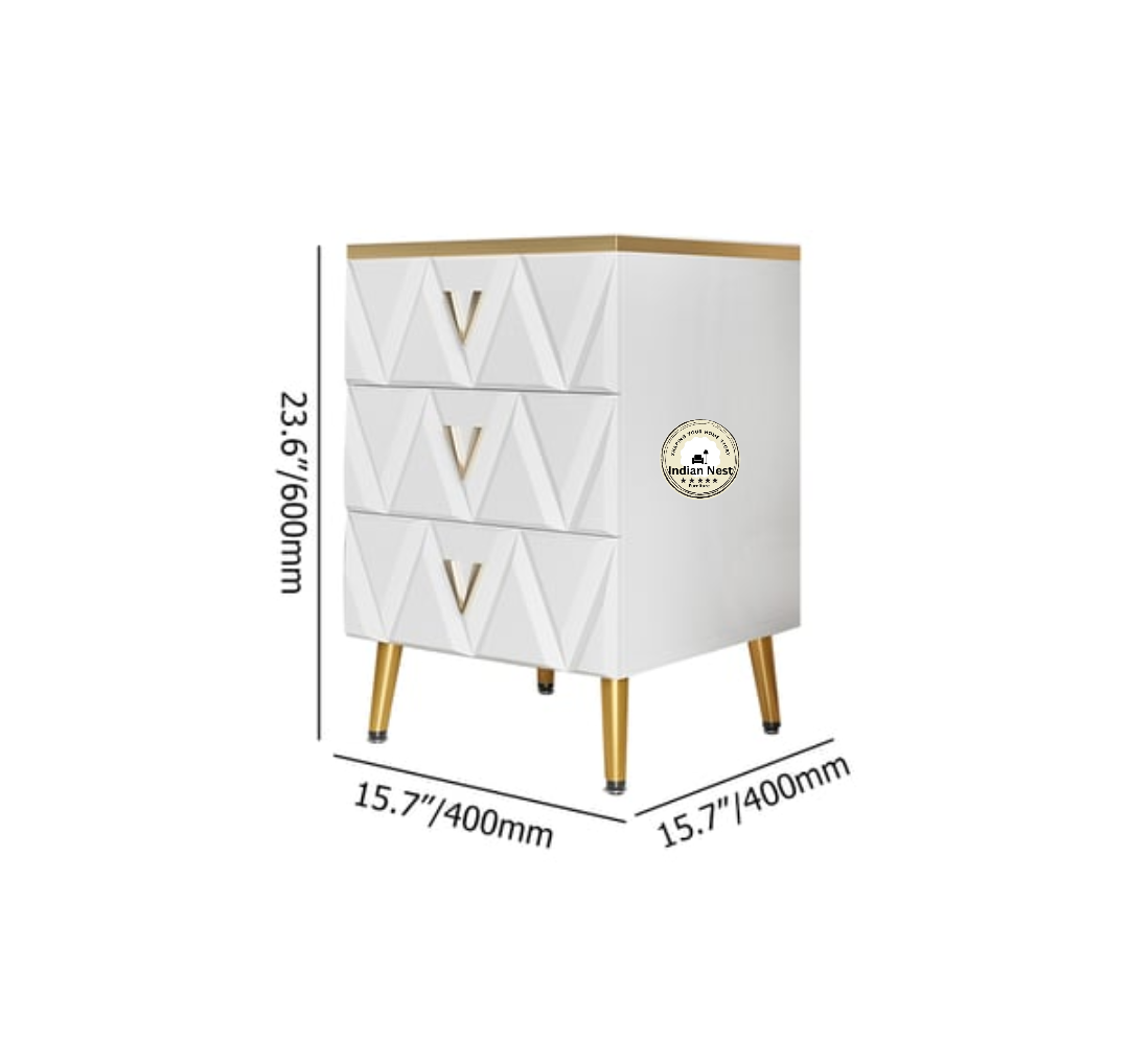 Aahed V-design white bed side table