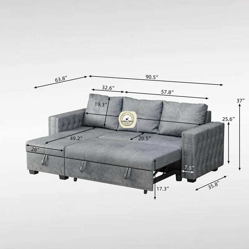 L Shape Sofa Cum Bed In Upholstered