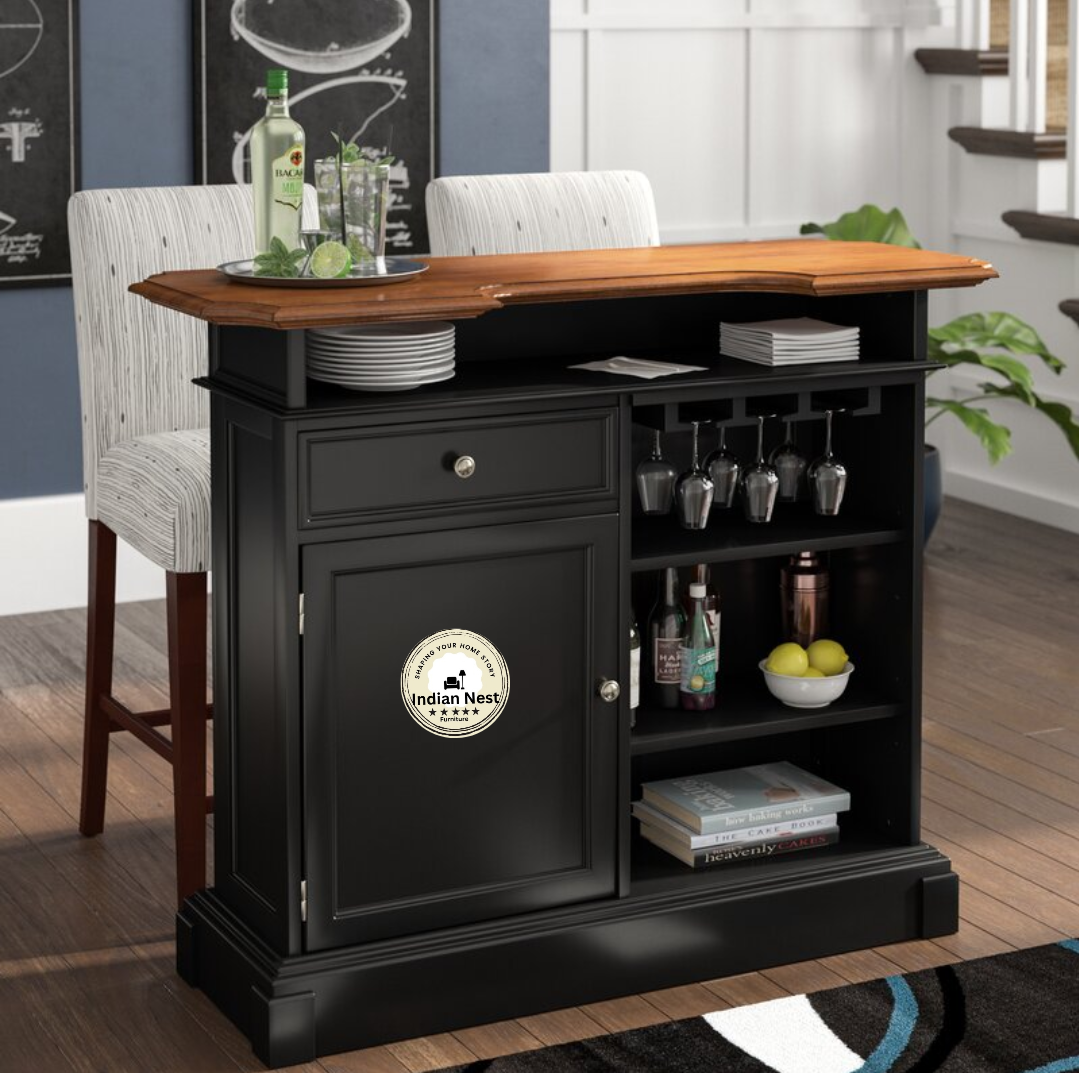 Wooden Cris Bar Counter – Indian Nest - Main Image