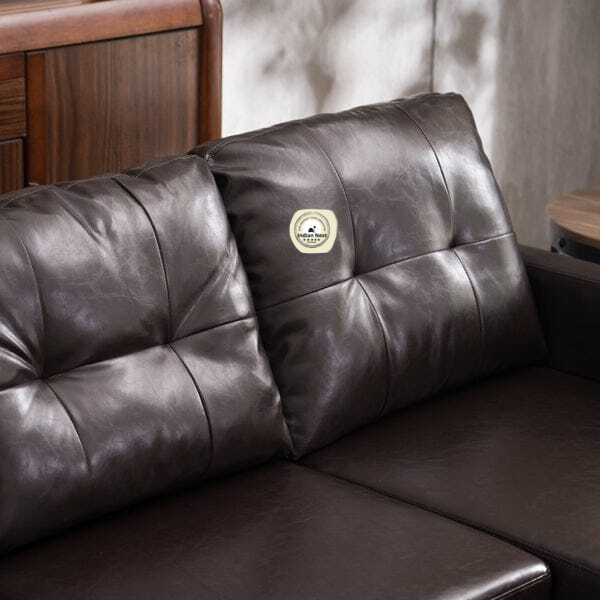 Coffee Convertible Sectional Leather Sofa With Ottoman