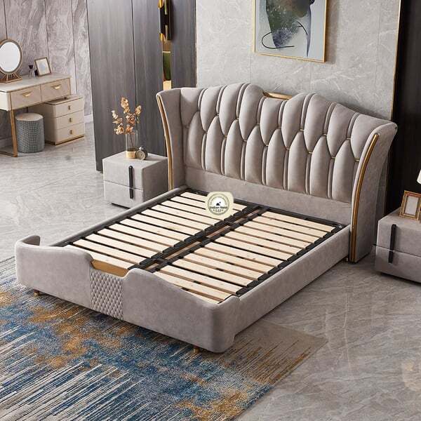 Helsinki tuffted bed with wingback headboard
